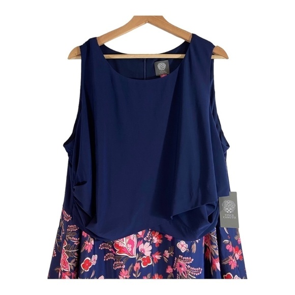 Vince Camuto Mixed Media Handkerchief Hem Midi Dress NWT - Picture 3 of 11